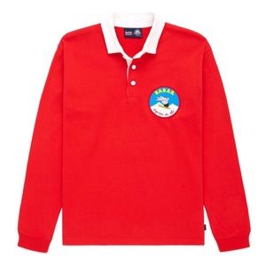 Rowing Blazers Babar Ski Patch Red Rugby Jersey Long Sleeve Shirt